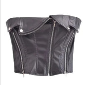 Leather Crop Top with Zipper