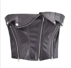 Leather Crop Top with Zipper