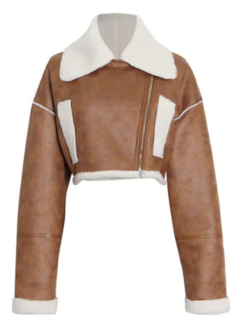 Fleece-Lined Leather Short Sophistication