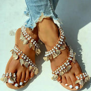 One Word Buckle Rhinestone Sweet Sandals
