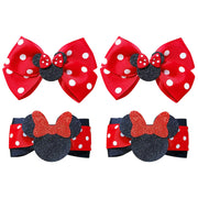 4-Piece Glittery Mouse Ears Hair Bow Clips