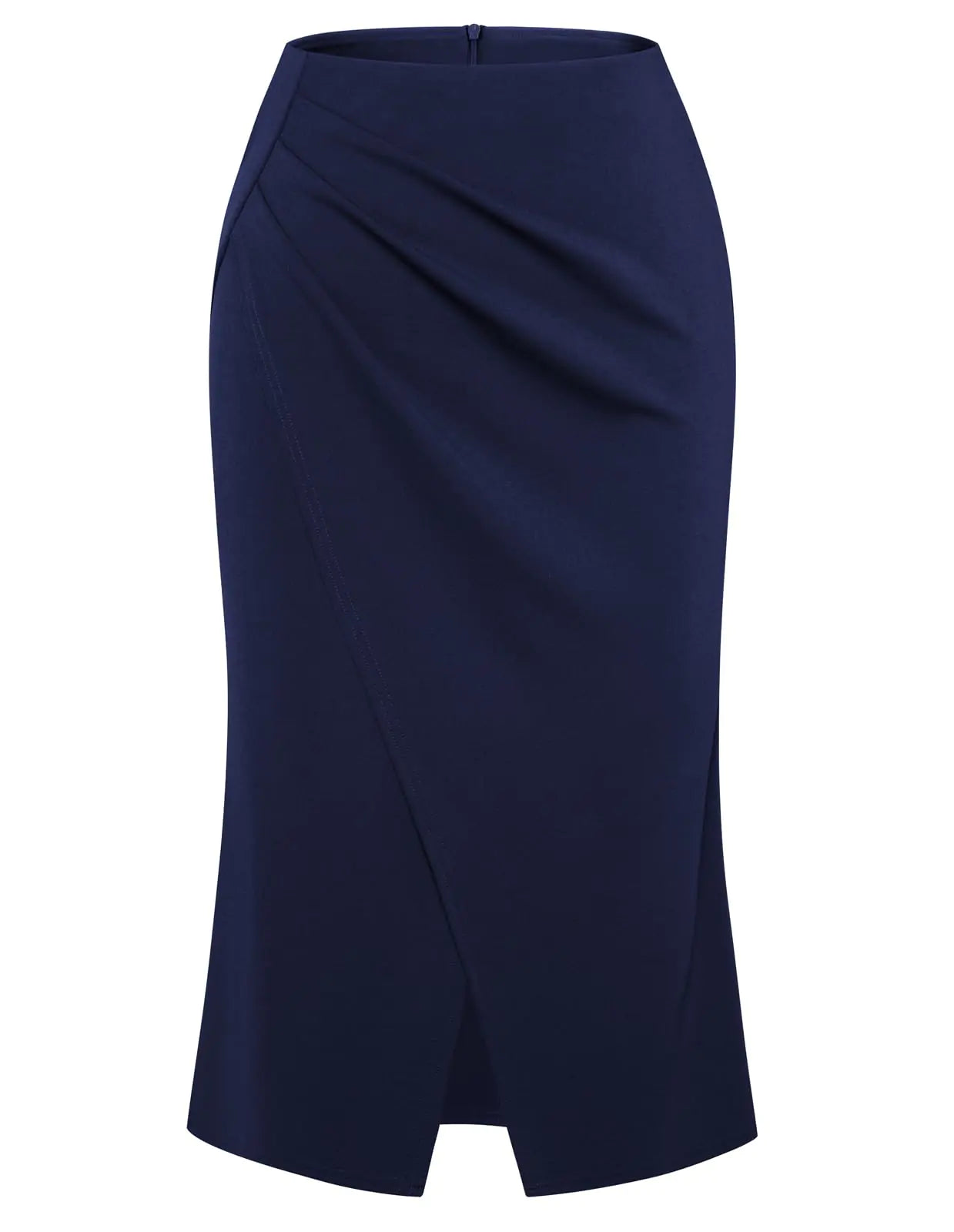 High Waist Wrap Slit Midi Pencil Skirt