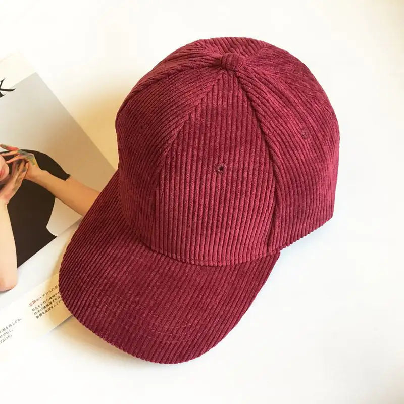 Unisex Corduroy Striped Duck Tongue Hat