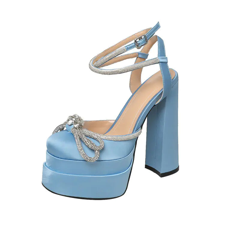 Rhinestone Banquet Ladies Satin High Heels