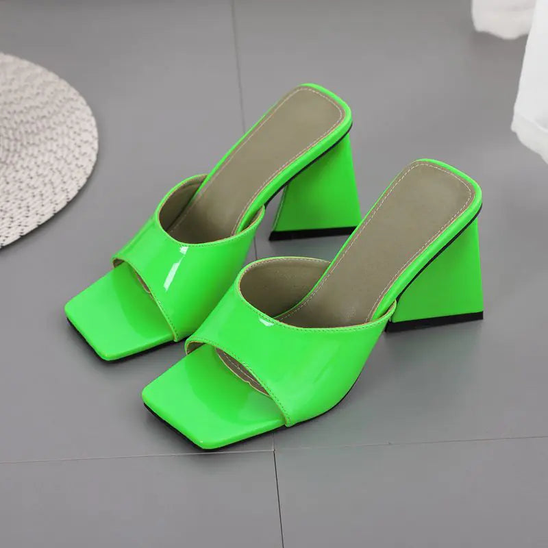 Thick High Heel Sandals with Square Toe