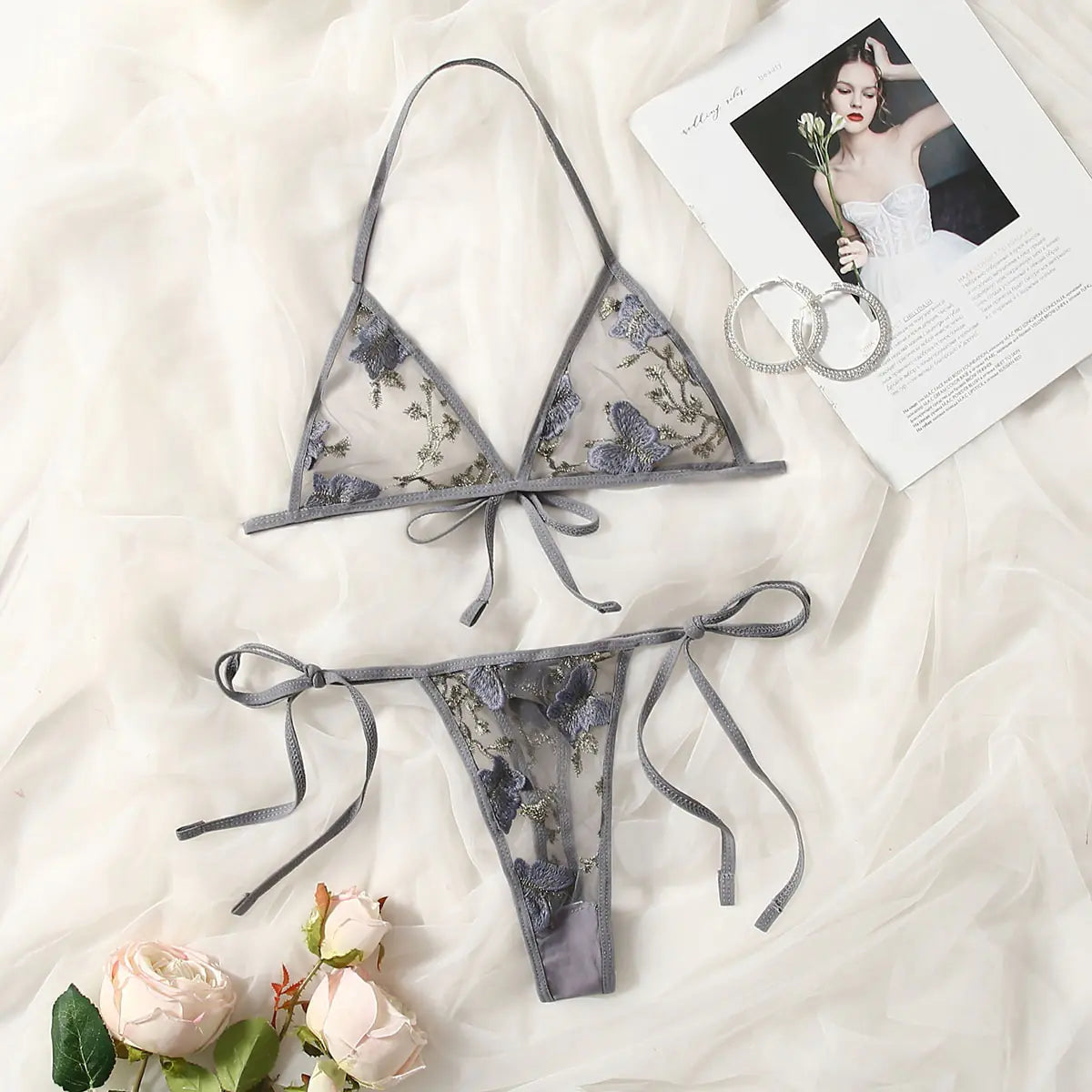 Elegant Three-Point Lace Lingerie Set