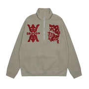 Creative Pattern Towel Embroidery Stand Collar Sweater