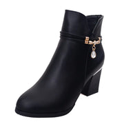 Chunky Heel Round Toe Martin Boots