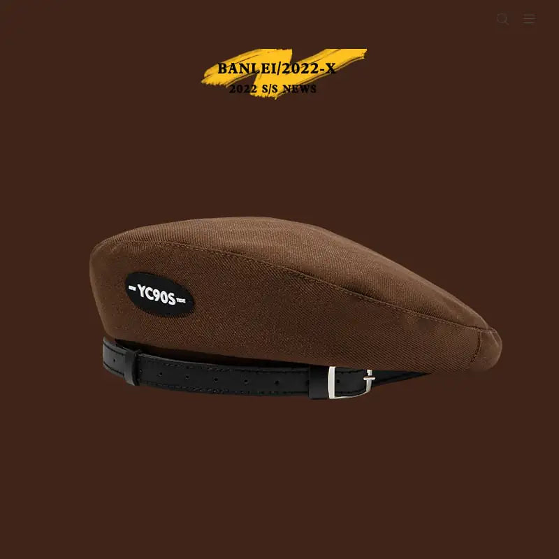Style Retro Metal Leather Beret
