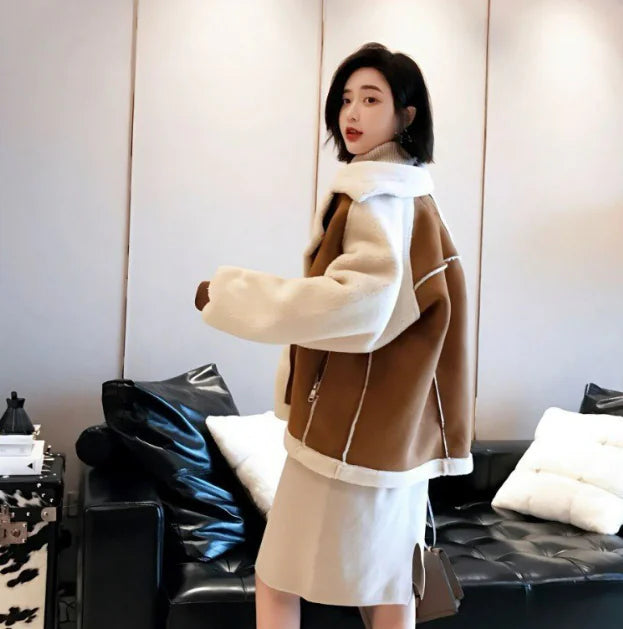 2020 Women's Fleece-Lined Shearling Jacket (Short)