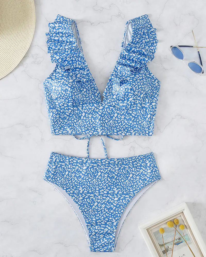 Fashion Ruffled Bikini Swimsuit Set
