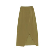 Irregular Slit Satin Skirt
