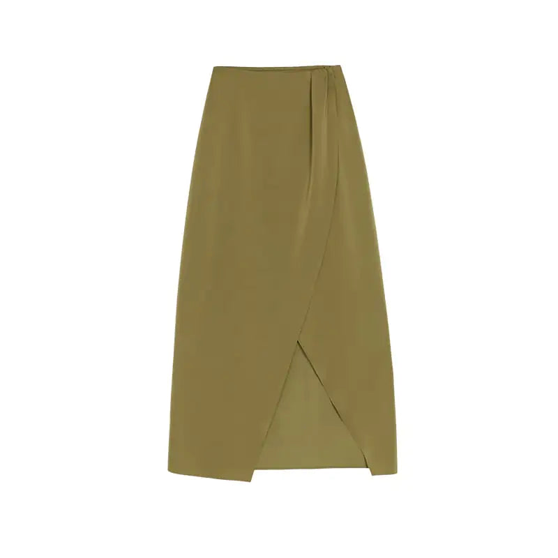 Irregular Slit Satin Skirt