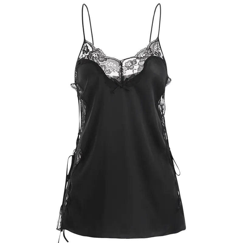 Lace Nightgown with Ice Silk Straps