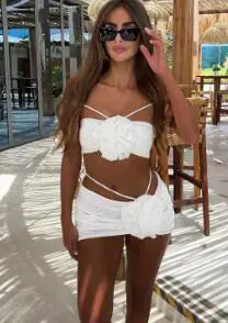 3D Floral Bikini Swimsuit Three Piece Set