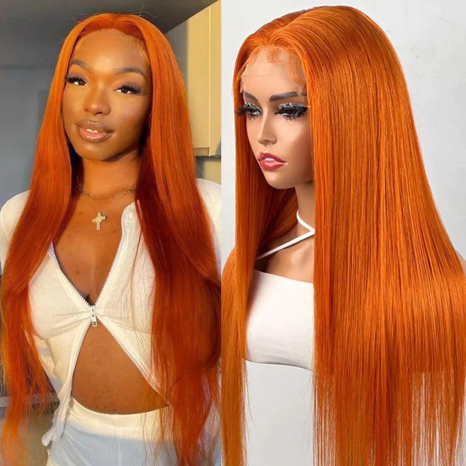 Ginger Orange Lace Front Wig - Premium Straight Human Hair