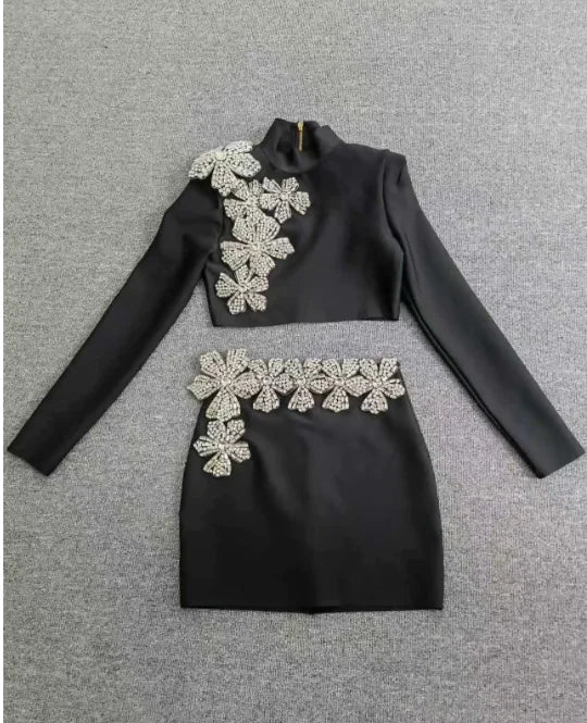 Black Top & Skirt Set