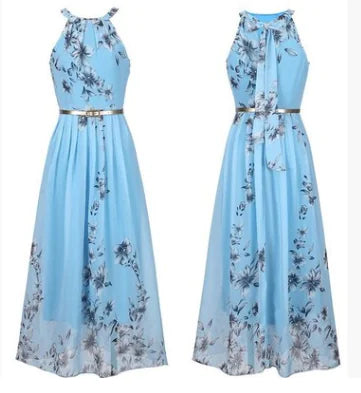 Bohemian Floral Chiffon Maxi Dress