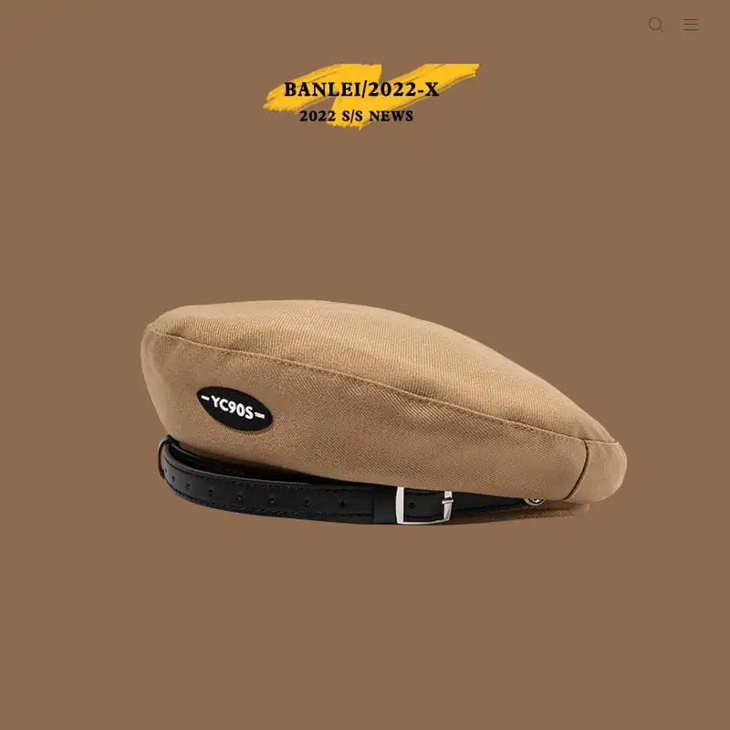 Style Retro Metal Leather Beret