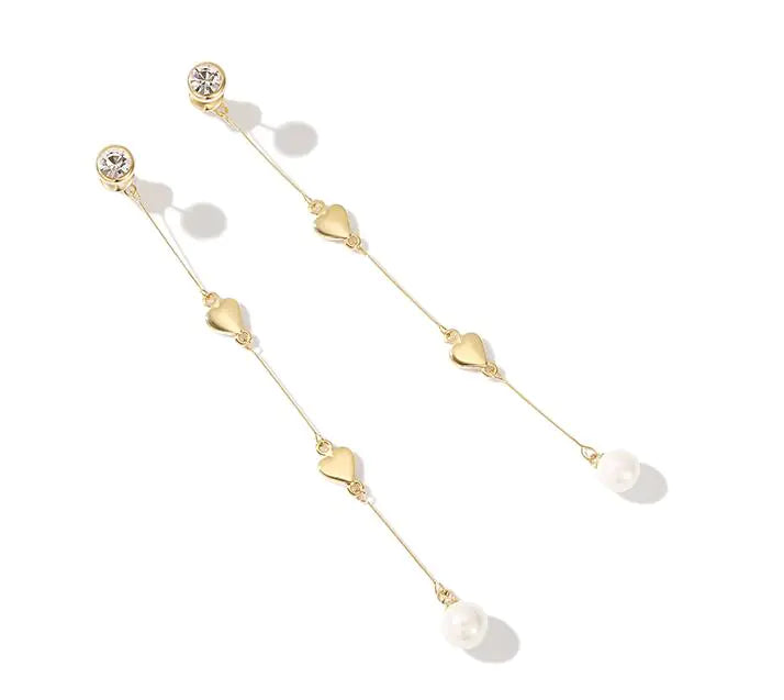 Heart-Shaped Pendant Tassel Earrings