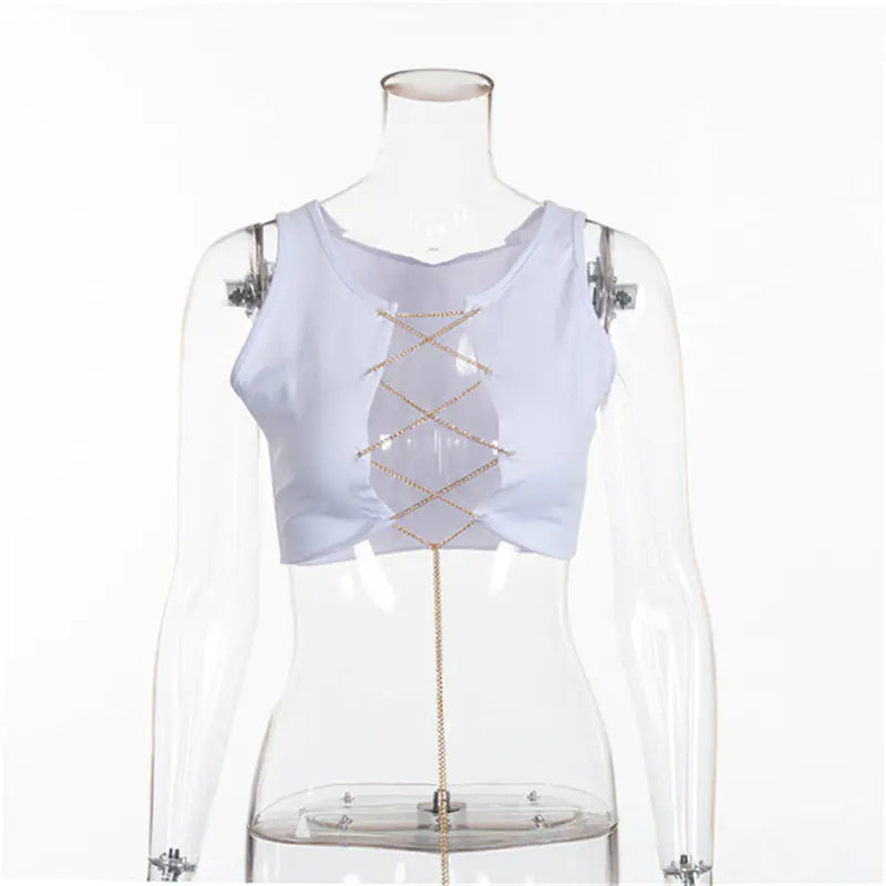 Sexy Sleeveless Spandex Chenille Top