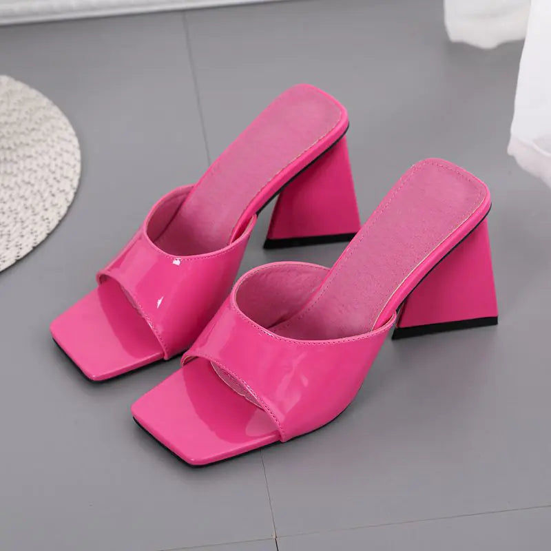 Thick High Heel Sandals with Square Toe