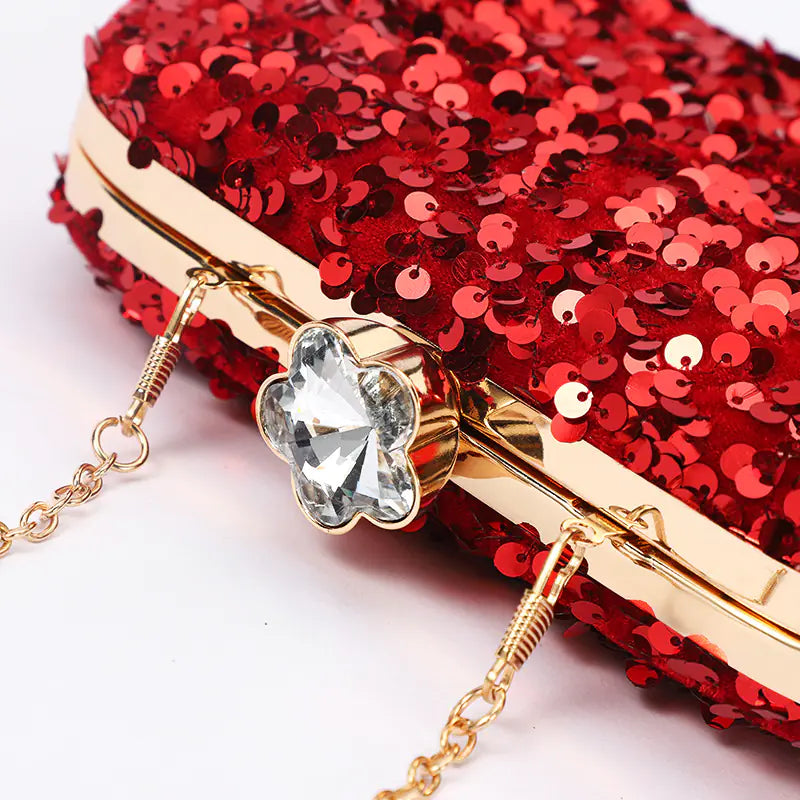 Glamorous Gold Sequined Evening Clutch