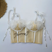 Amino Acid Fiber Crop Top Lingerie with Lace Trimming