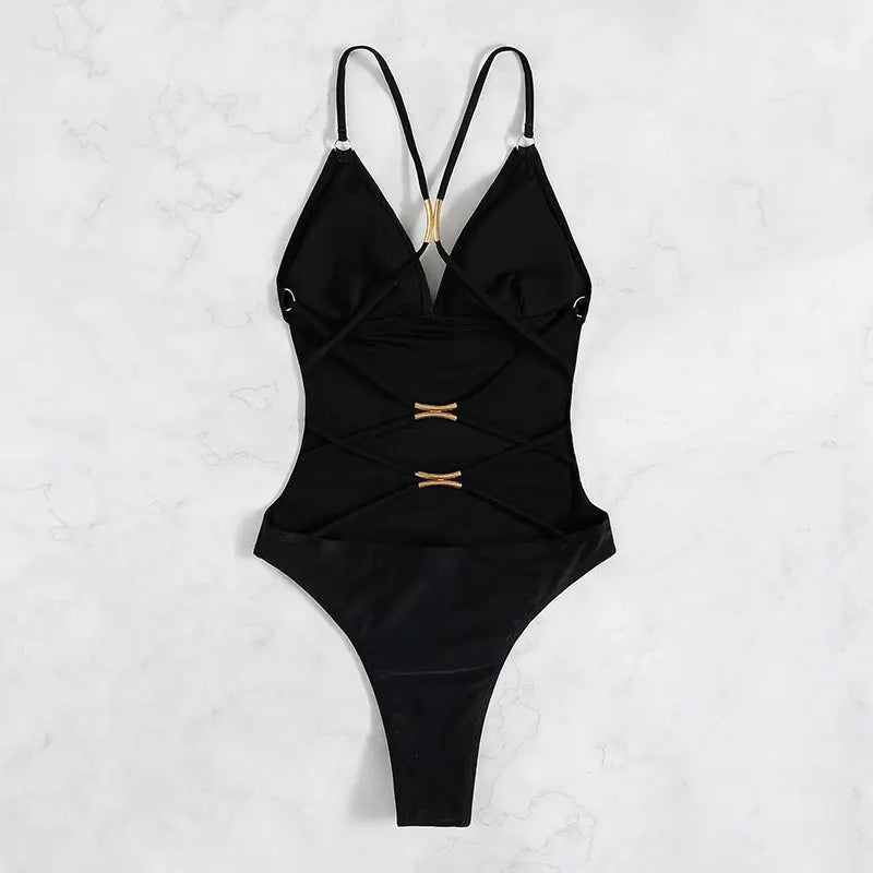 V-Neck Slimming One-Piece Swimsuit