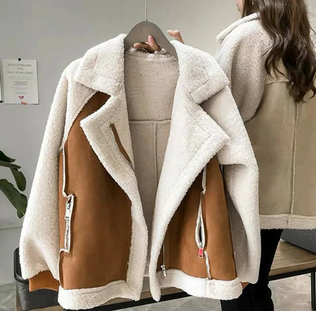 2020 Women's Fleece-Lined Shearling Jacket (Short)