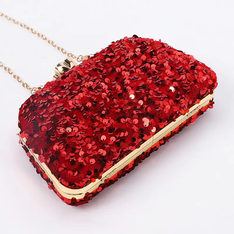 Glamorous Gold Sequined Evening Clutch