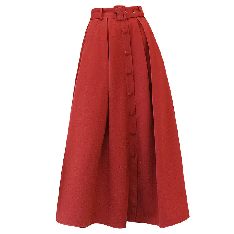 Wool Pleated Umbrella Skirt