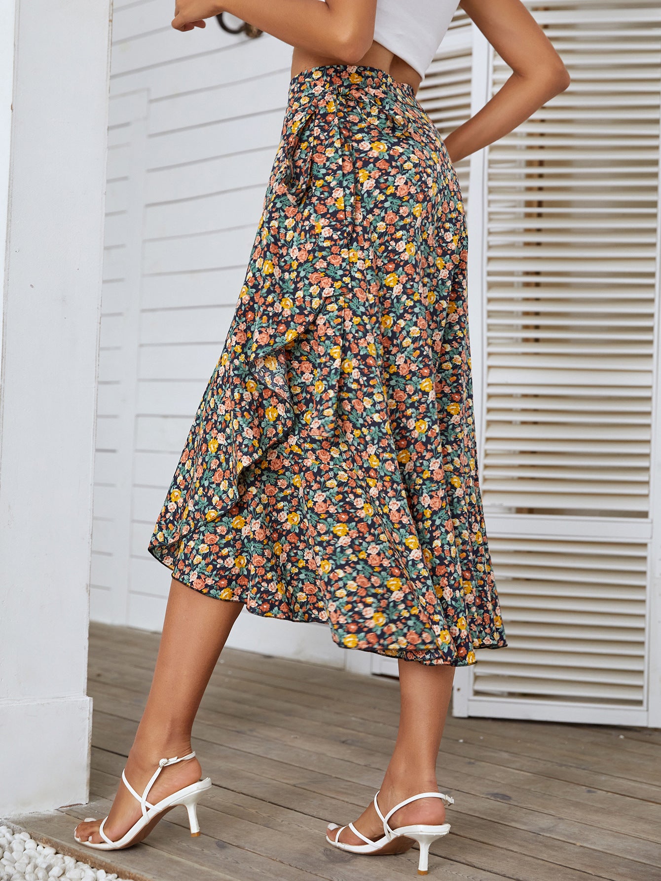 Irregular Small Floral Beach Skirt