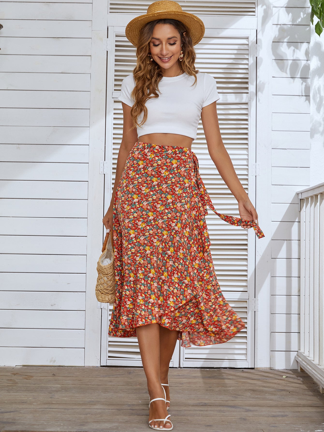 Irregular Small Floral Beach Skirt