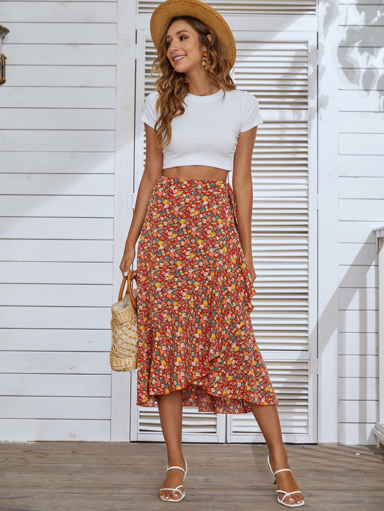 Irregular Small Floral Beach Skirt
