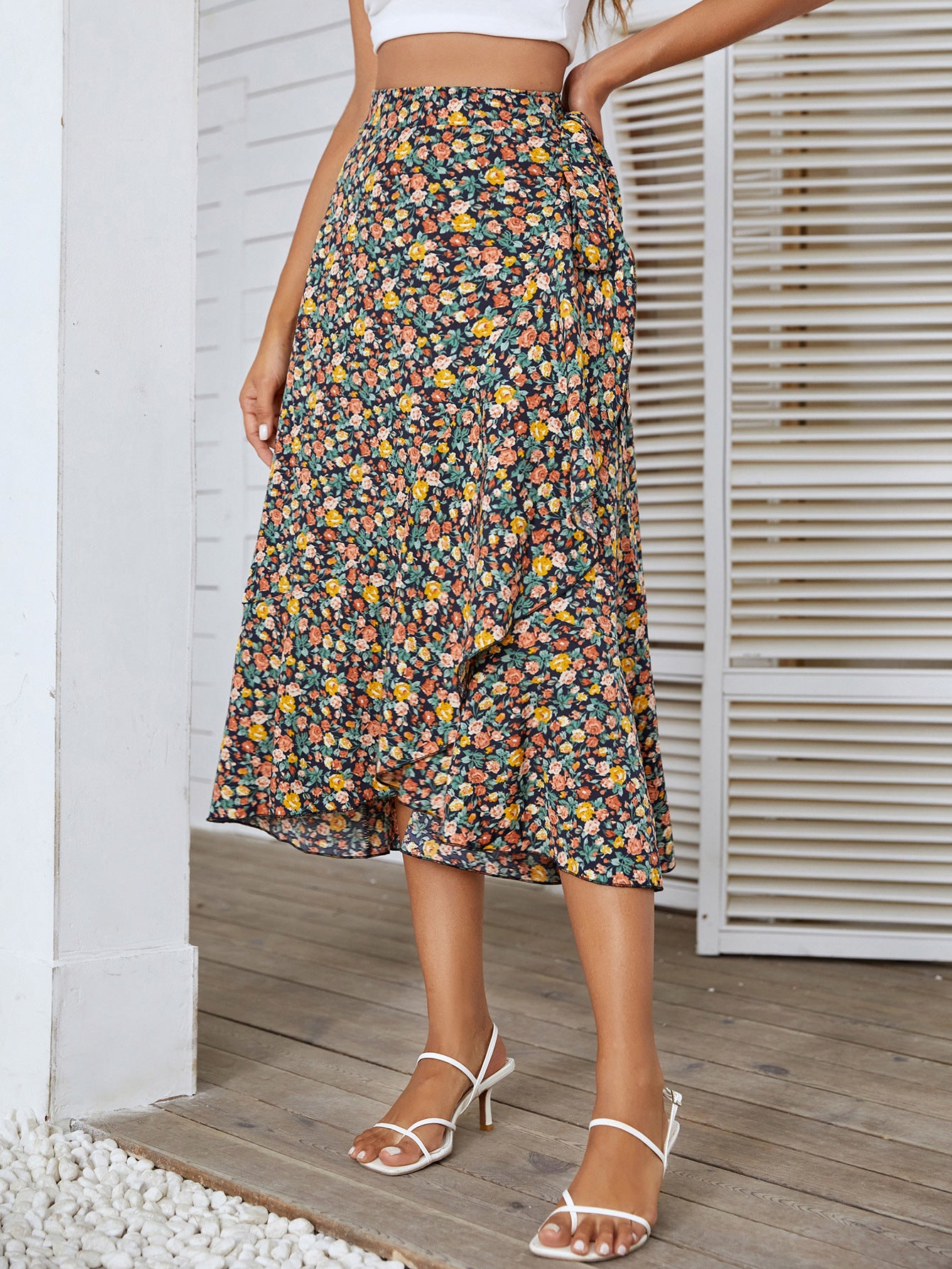 Irregular Small Floral Beach Skirt