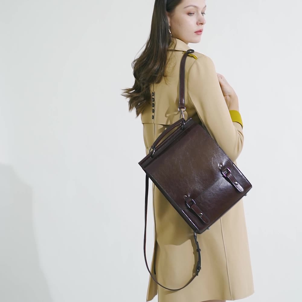 Glossy Leather Backpack