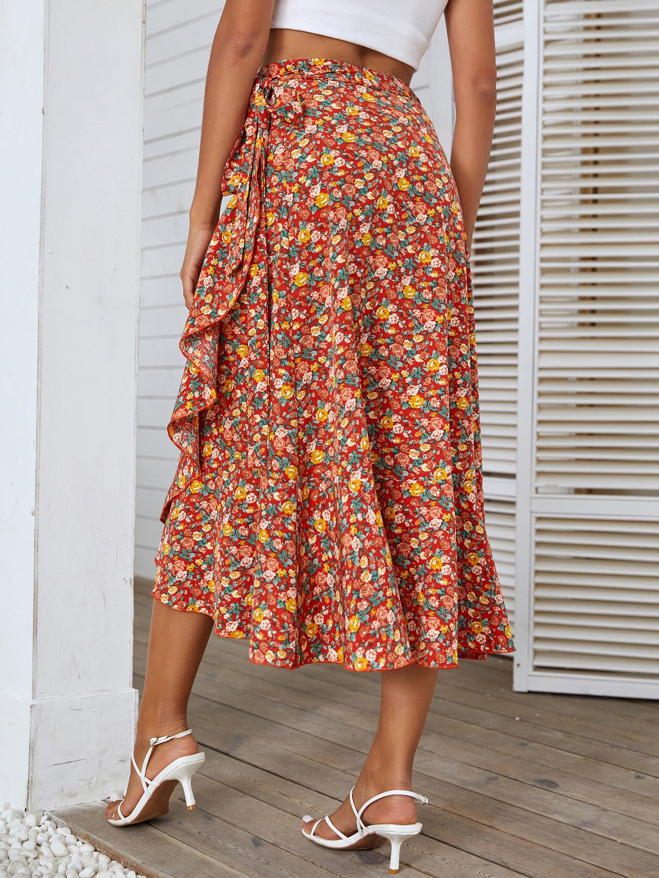 Irregular Small Floral Beach Skirt