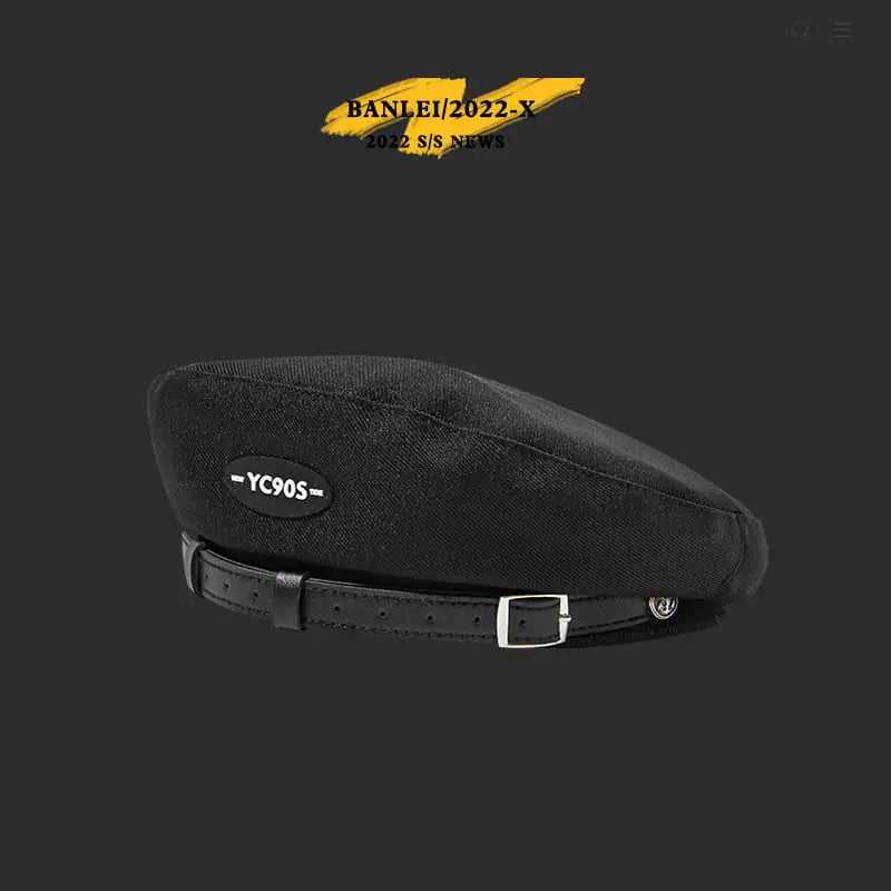 Style Retro Metal Leather Beret