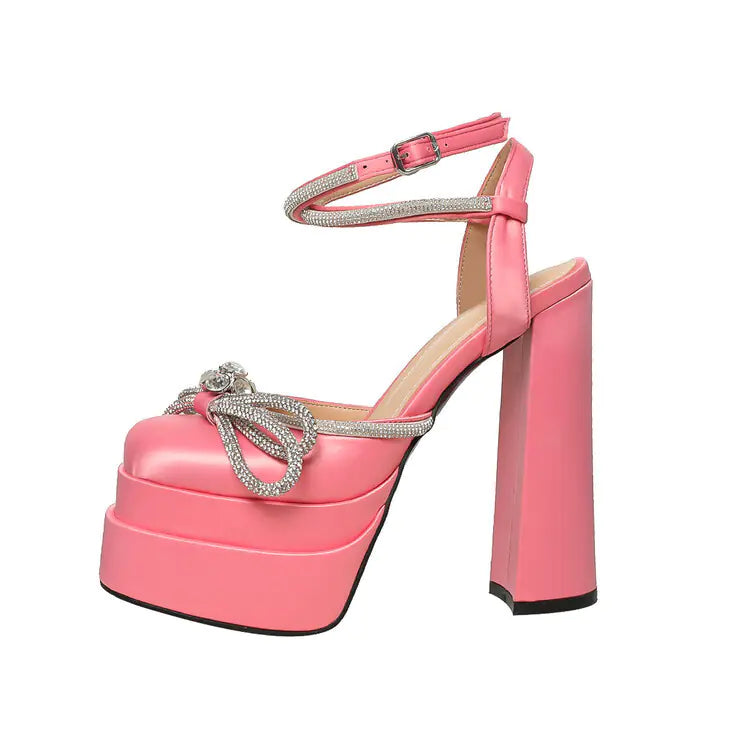 Rhinestone Banquet Ladies Satin High Heels