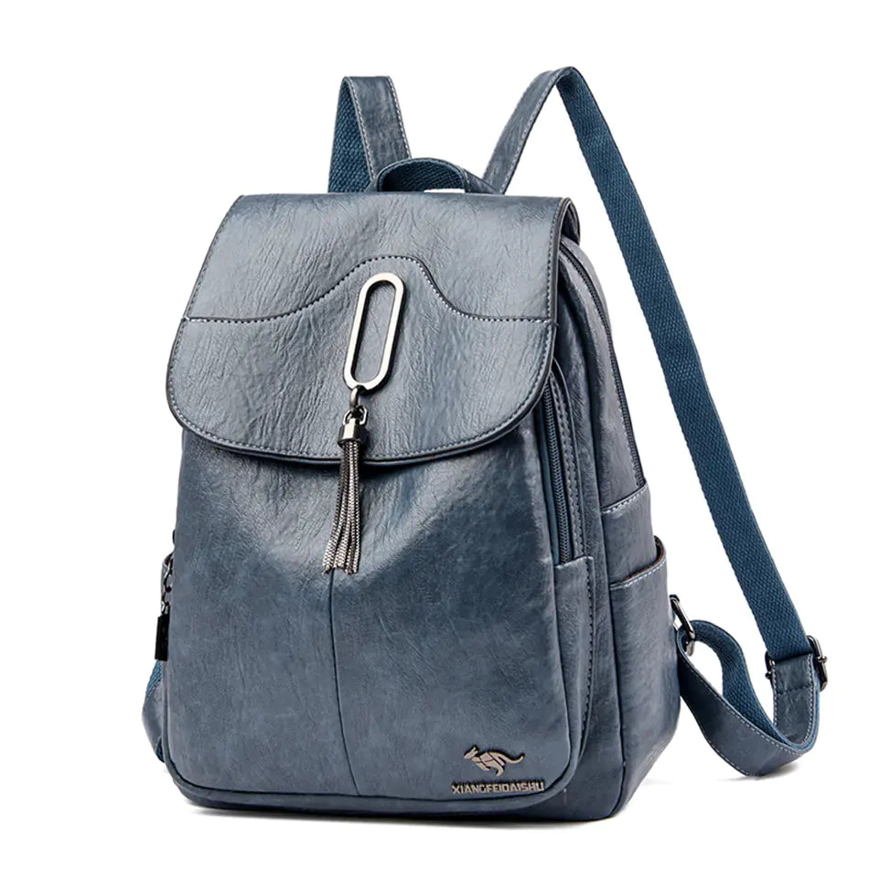 High-Capacity Soft Leather Backpack