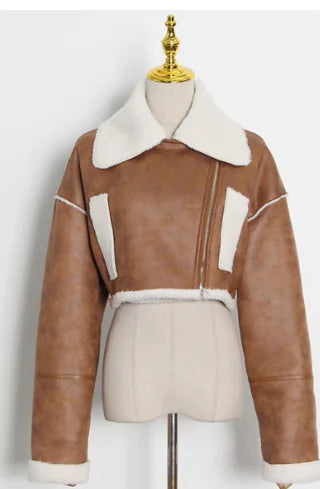 Fleece-Lined Leather Short Sophistication