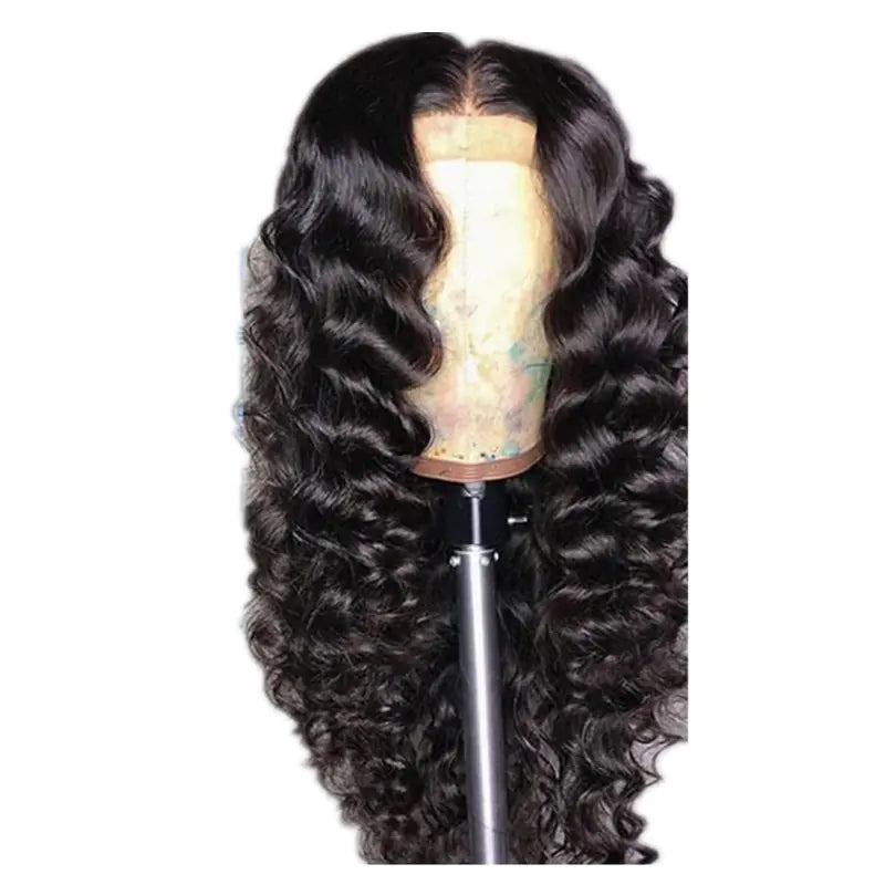 Natural Black Small Curly Wave Wig - 14" High-Temperature Fiber