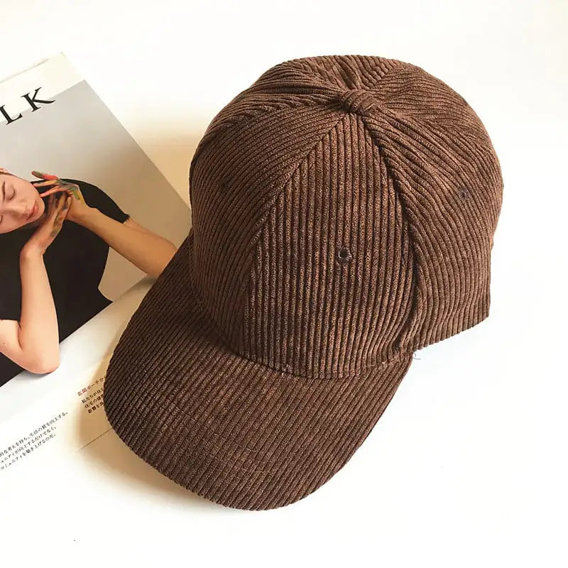 Unisex Corduroy Striped Duck Tongue Hat