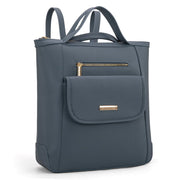 Sleek Pebble-Grain Backpack Tote - Slate Blue