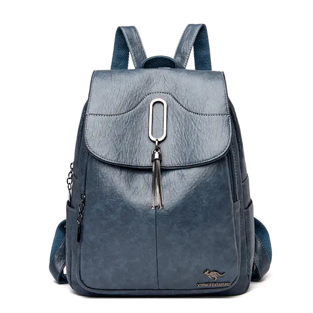 High-Capacity Soft Leather Backpack