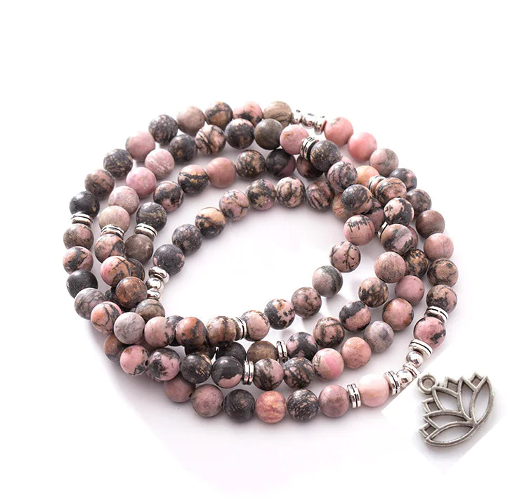 Natural 108 Black Line Red Pattern Bracelet