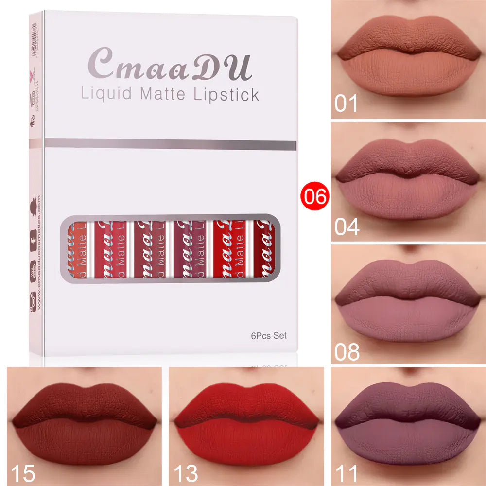6-Pack Matte Non-Stick Lip Gloss Set