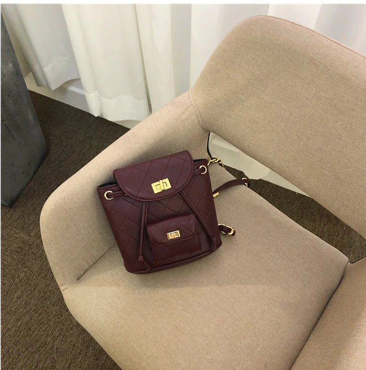 Diamond Grid Chain Mini Backpack