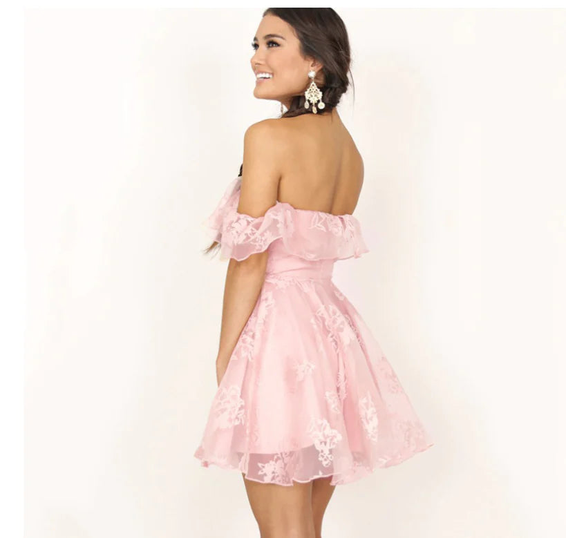 Off-Shoulder Ruffled Evening Dress